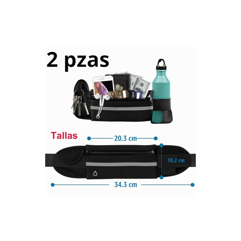 2 Pcs Cangurera Deportiva - Bolsa Deportiva con Cinturón Elastic