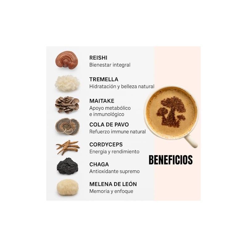 Mushrooms Coffee 7 en 1 Caf Soluble con 7 Hongos