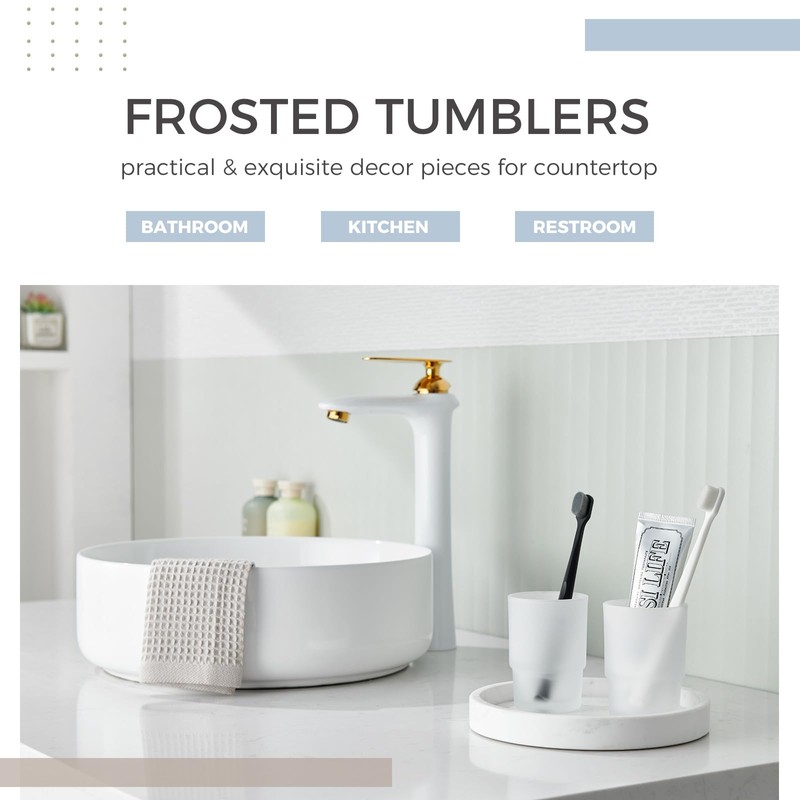 Glass Tumbler Cap 2 Pack, Aomasi Frosted Bathroom Rinsing and