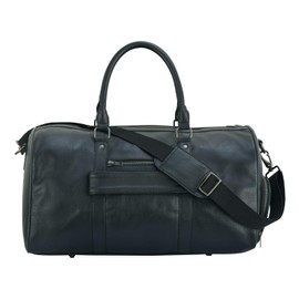 TackField Genuine Cowhide Leather Duffel Bag - Versatile Weekender and Overnight Carry-On for Men and Women with Removable Strap & Double Handles, Black