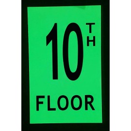 Buildingsigns.com Floor number TEN (10) Sign HEAVY DUTY / GLOW IN THE DARK "FLOOR NUMBER" SIGN HEA