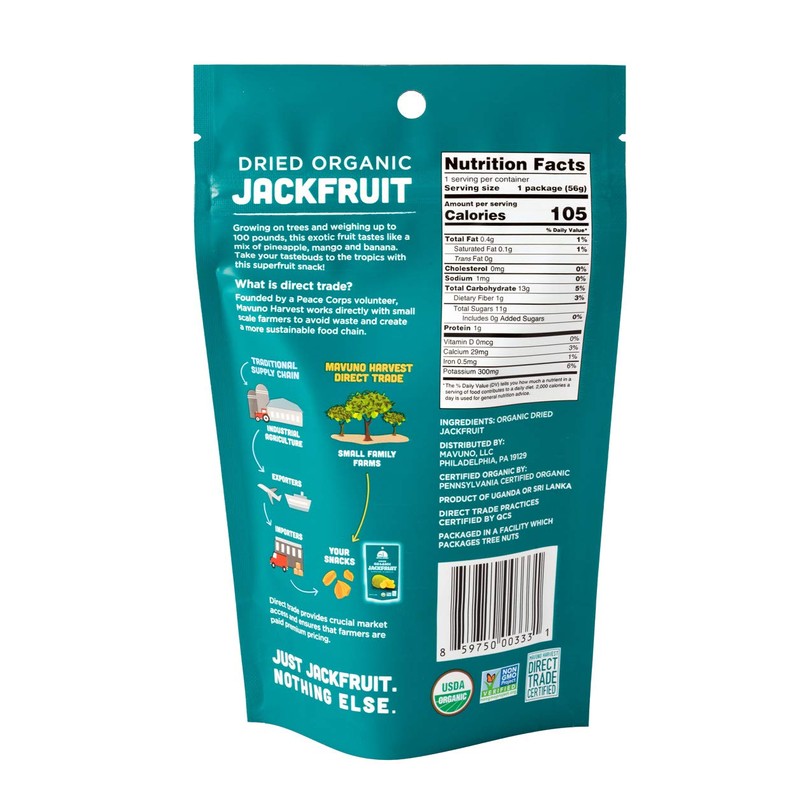 Mavuno Harvest Jackfruit Dried Fruit Snacks | Unsweetened Organic Dried