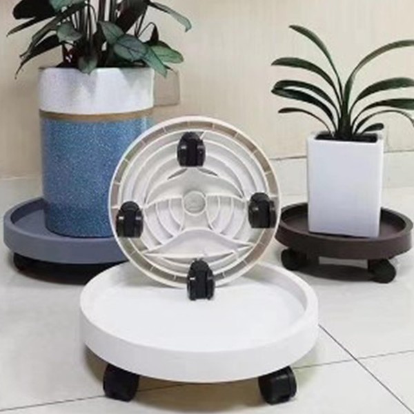 Removable Round Flower Pot Tray with Wheels, Rotating Plant Stand