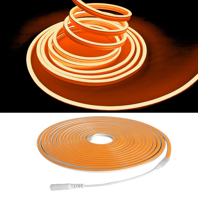Maxlaxer Orange Neon LED Strip Lights, 16.4ft 12V Waterproof Flexible