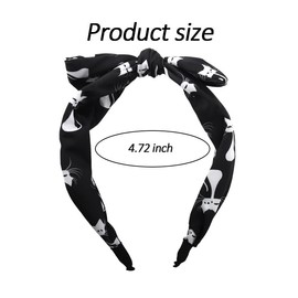Cat Mom Mothers Day Gifts for Women Daughter Sister Granddaughter Knot Headbands for Women Cat Lovers Gifts for Women Friends Wife Girlfriend Black Bow Headband with Cute Cat Print Hair Accessory