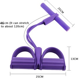 Norhogo 4 Tubes Elastic Sit Up Pull Rope with Foot Pedal, Multifunction Resistance Training Exerciser Tension Rope Sit Up Exercise Equipment for Home Use for Home Gym Yoga, Fitness