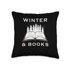 Puristic Winter Nature Designs Cozy Winter Days Cozy Winter Days Book Reading Literature Snow Throw Pillow, 16x16, Multicolor