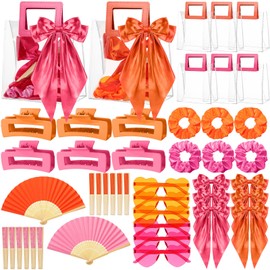 Suncalla 36 Pcs Pink Orange Tequila Sunrise Party Favors Set Girls Party Accessories for Bachelorette, Birthday, Bridesmaid, Spa Sleepover, Summer Pool, Beach, Tropical Sunset Theme