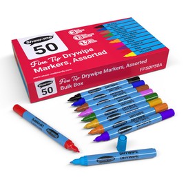 Show-me FPSDP50A Fine-Tip Drywipe Whiteboard Pens for Schools and Classrooms – Assorted Colours (50 Pack of Markers), 5.5 cm*167.5 mm*14.0 cm