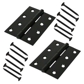 Black Folding Butt Hinges Steel Door Hinge 4 inch Timber Door Hinges Mild Steel Butt Door Hinge for Internal External Doors Solid Doors Square Corners 1 Pair.