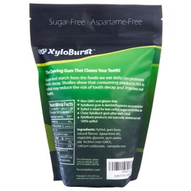 XyloBurst Spearmint 100% Xylitol Gum, 500 Count Bag, Natural Chewing Gum, Non GMO, Vegan, Aspartame Free, Sugar Free, Keto Friendly
