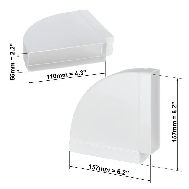 110 x 55 mm Channel Elbow 90° Horizontal for Flat