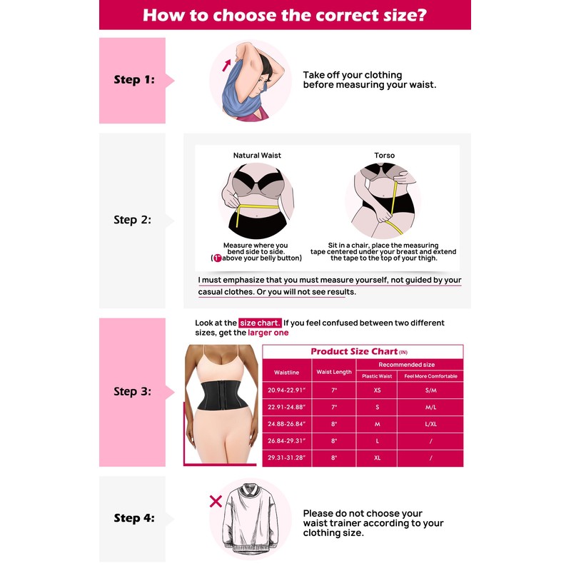 Atbuty Short Torso 7 Inch Waist Trainer for Women Latex