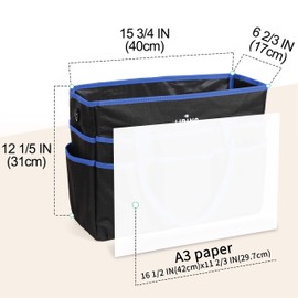 Large Multi-Functional Carrying Bag, 600D Nylon Artist Tote Bag with 16 Pockets Caddy for Art, Craft, Sewing, Make-up or School, Medical, Office Supplies Organizer, Blue