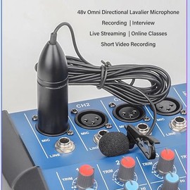 Micrófono Lavalier XLR de 48 V Phantom Power, Micrófono de Solapa Omnidireccional Mono XLR de 3 Pines, Micrófono Externo para Filmación, Podcast, Transmisión en Vivo, Entrevistas