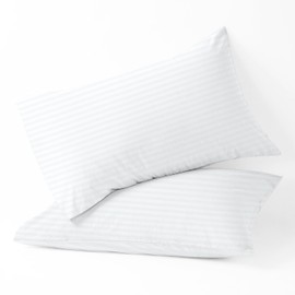 Toddler Pillowcase Cover with Zipper Closure 100% Soft Egyptian Cotton Small Pillow Cover 2-Pices, 500 Thread Count Travel Pillow Cases 12x16 inch, White Striped