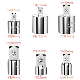 Lectorias 6-Piece Socket Adapter Set, Socket Wrench Adapter, Ratchet Adapter 1/4 Inch to 3/8 Inch, 1/2 Inch to 3/8 Inch, 3/8 Inch to 1/4 Inch, 3/8 Inch to 1/2 Inch, 1/2 Inch to 1/4 Inch, 1/4 Inch to