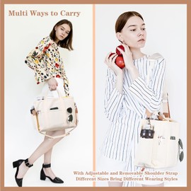 Huwzder - Bolso bandolera de lona con múltiples bolsillos, bolsa de viaje multifunción con compartimentos, Blanco, Large, Bolsa de bebé