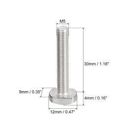 QUARKZMAN T-slot bolts, M5 x 30 mm, T-slot entry bolts, sliding bolts, 304 stainless steel, T shape screws for T track