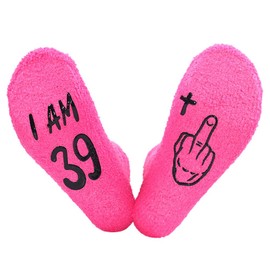 Tofwaol Unisex Adult Socks 6.5-7.5 Cotton Tube Socks 2 Count Pink Women's 40th Birthday Gift Socks