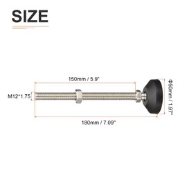 DTGN M12x150x50mm(DxLxW) Leveling Feet -4Pack- Good for Furniture Workbench Machine - Nylon Non-Skid Anti-Shock Adjustable Swivel Levelers - Black