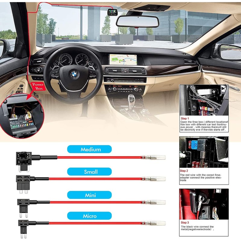 GUUZI Mini Dash Cam Hardwire Kit for Dash Camera, Car