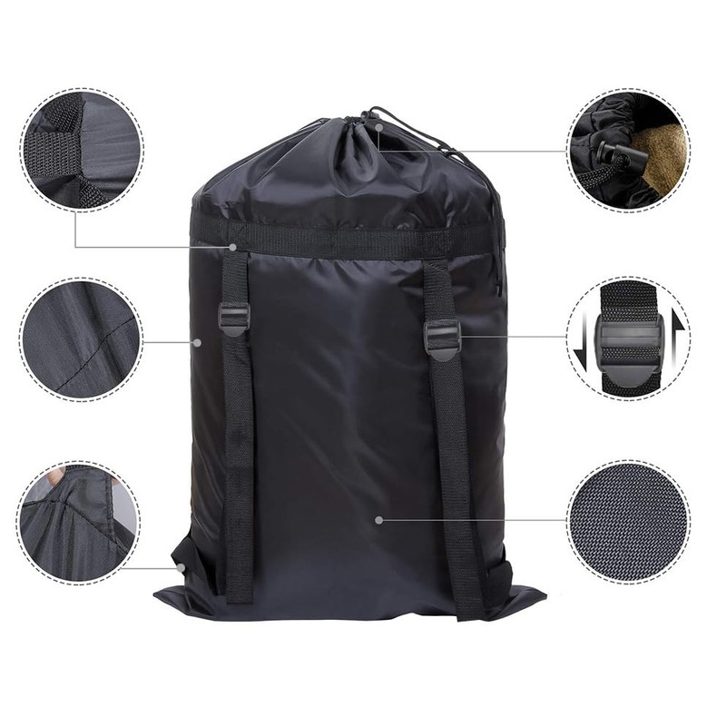 Maishijie 2 x Heavy Duty Cotton Linen Laundry Bags (Black-1)