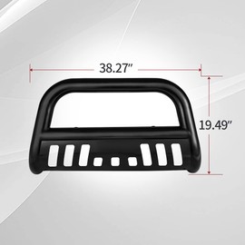 AUTOSAVER88 Bull Bar Compatible for 2004-2023 Ford F150 F-150 Black HD Heavy Duty 3" Tube Brush Push Front Bumper Grill Grille Guard with Skid Plate