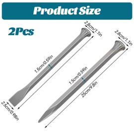 Cold Chisel Set, 2 Piece Set Flat and Pointed Chisels Heavy Duty Concrete Brick Rock Cold Steel Chisel for Tile Masonry Brick Wall Granite Concrete