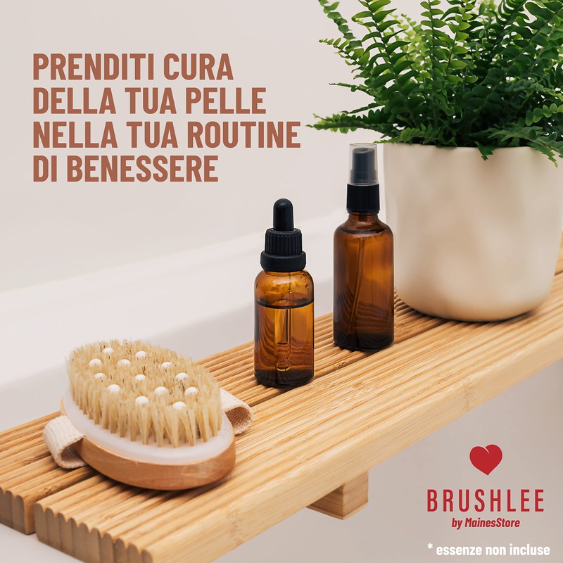 BrushLee Natürliche Borsten für Anti-Cellulite-Massage, Peeling, Tonen