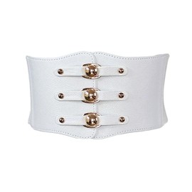 Diyafas Women's Elastic Dress Belt Wide Belt Women Waist Belt Corset, White