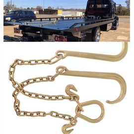 munirater 5/16 in x 2 ft Grade 70 Tow Chain 15 J Hook and T Hook Mini J Hook Recovery Wrecker Axle Tow Truck Chain
