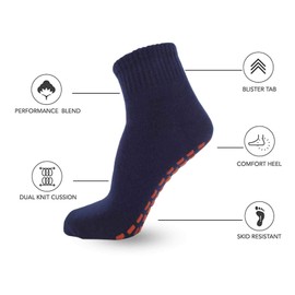 NOVAYARD 5 pares de calcetines antideslizantes con agarre pegajoso, calcetines de yoga, pilates, hospital, para hombres y mujeres, Azul marino, Large