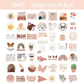 Nayyana Nayyana® 50 Stück inspirierende Vintage-Aufkleber, Boho-motivierende ästhetische Aufkleber für Frauen, Erwachsene, Kinder, Teenager, Lehrer, wasserfeste Retro-Vinyl-Aufkleber