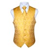 Hisdern Men's Paisley Wedding Party Waistcoat Necktie Pocket Square Handkerchief
