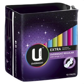 Kotex U by Kotex Extra Overnight Pads Wing 10 Pack