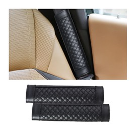 CGEAMDY Soft Seat Belt Pad for Car, 2 Pcs Leather Seatbelt Cover Cushions, Shoulder Strap Pads for Comfortable Driving, Safe Belt Covers, Protect Neck and Shoulder, Universal All Cars (Black)