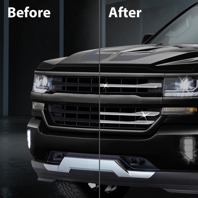 G-PLUS Chrome Grille Inserts Overlay Grill Cover, Compatible with Chevy