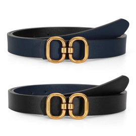 TRIWORKS Reversible Leather Belt for Women with Gold Buckle Ladies Leather Belt for Jeans Pants