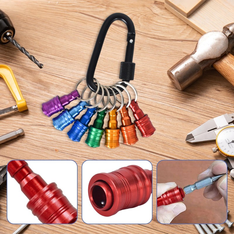7-Piece Hex Screwdriver Holder with 1 Carabiner, Aluminium Alloy Screwdriver