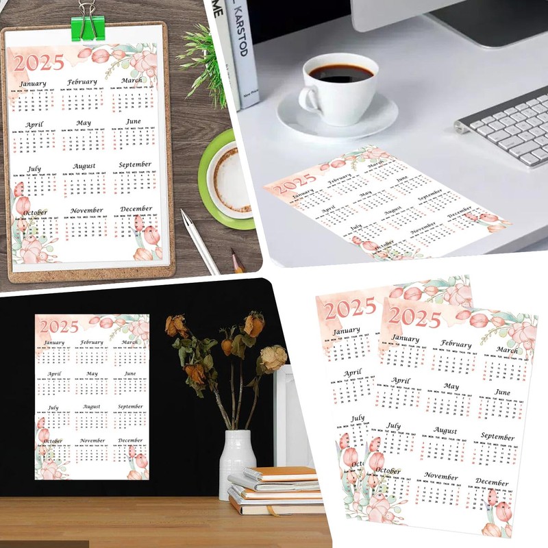 4 Pack 2025 Calendar Stickers Watercolor 12 Monthly Planner Date