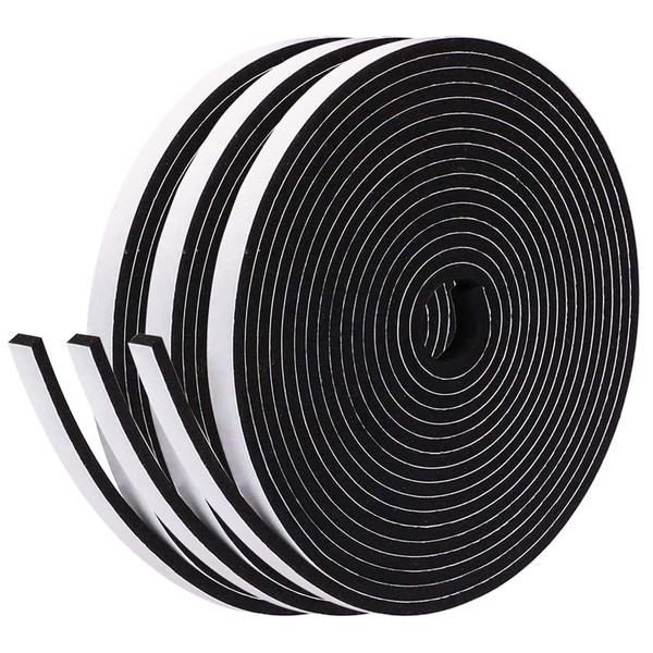 fowong Draft Excluder for Windows, 3 Rolls Foam Tape Weather