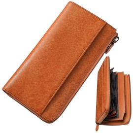 Fabrizio Men's Long Wallet, Women's, Leather Brand, Large Capacity, L-Shaped Zipper, Thin, Easy to Use for Smartphones, 20 Cards, Popular, Coin Purse, Italian Leather, Genuine Leather, YKK Zipper,