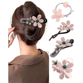 Ufgin Flower Hair Clips for Women Claw Clips Flower Hair Accessories Set Flower Hairband for Girls
