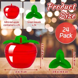 Woozettn 24PCS Plastic Apple Container Apple Shaped Candy Containers Jar Back to School Party Favor Teacher Appreciation Gift