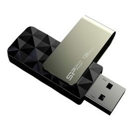 Silicon Power 128GB Blaze B30 USB 3.0 Swivel Flash Drive, Black