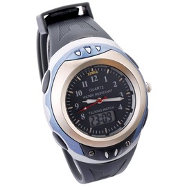 Digital Analogue Talking Clock in Italian with Alarm Clock and Hour Report for Children and Visually Impaired, Grey, Bracelet, gray, Bracelet