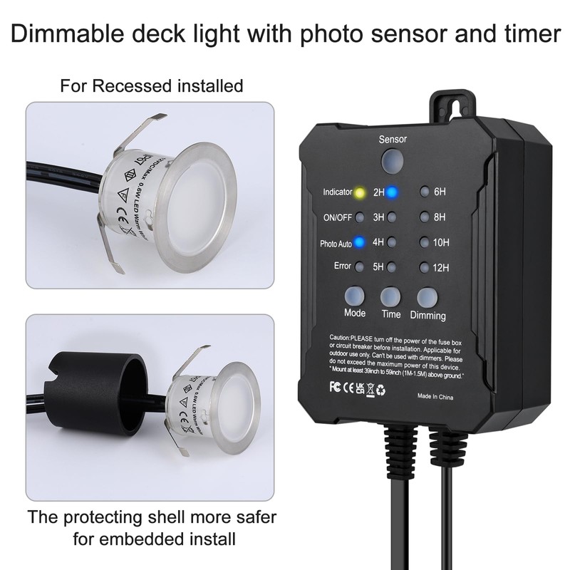 SMY Lighting Dimmable LED Deck Lights with Timer and Photocell