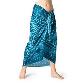 PANASIAM Kiowa Sarong - Lunghi, Large Beach Towel, Pareo, Hip Scarf, Wrap Skirt, Bikini Throw - Unisex Women Men - Sauna, Holiday - 100% Viscose, petrol
