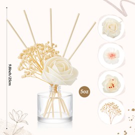 Daifunli 11 Pcs Flower Reed Diffuser Set Include Sola Flowers Diffuser Sticks with 5oz Empty Design Bottles Fragrance Rice Paper Natural Flower for Bedroom Office Bathroom Shelf Decor Gift(Elegant)